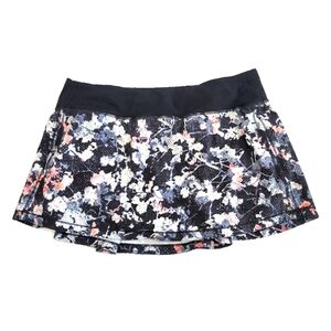 Lululemon Pace Rival Tennis Skirt No Panels Printed Spring‎ Bloom Multi Black